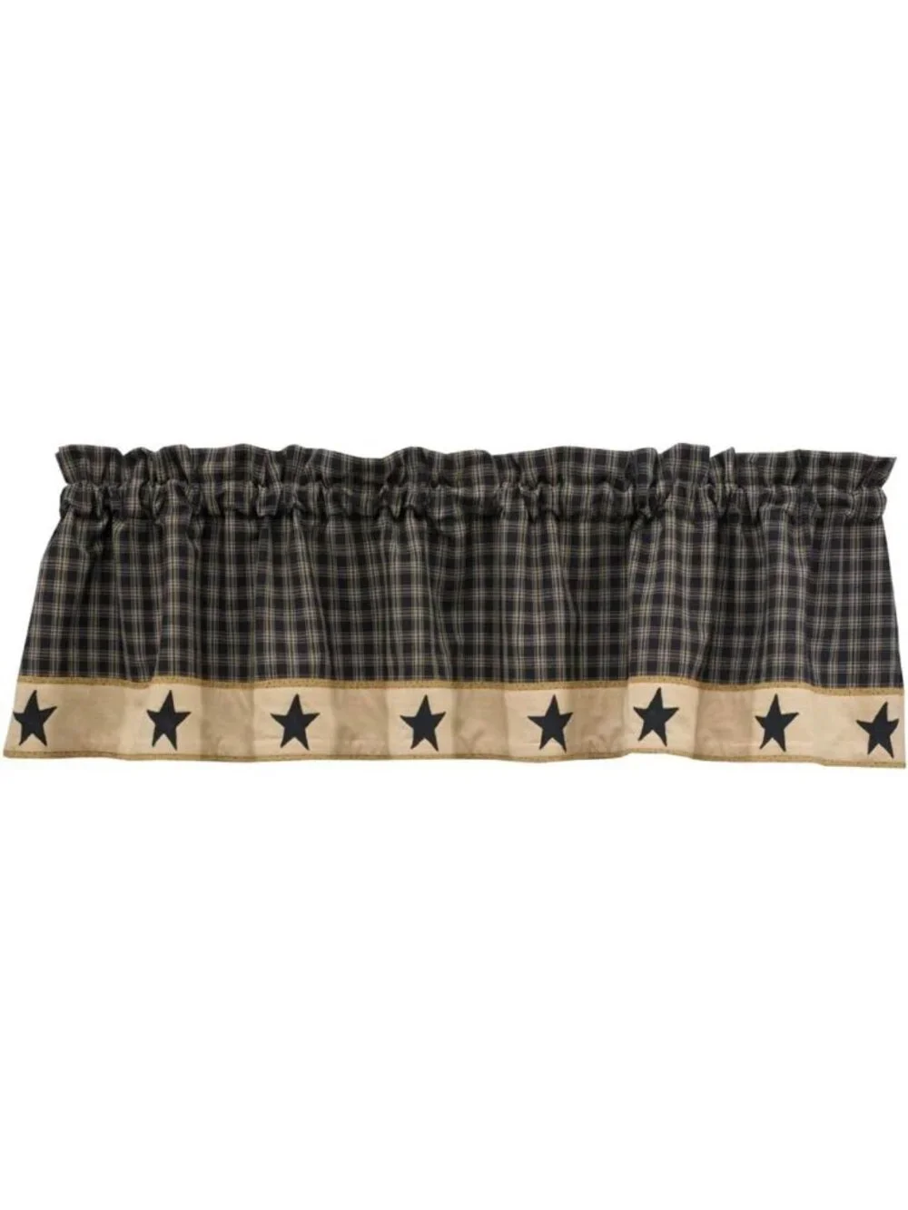 Farmhouse Plaid Window Valance Curtain - Star Patch Fall Decor 60